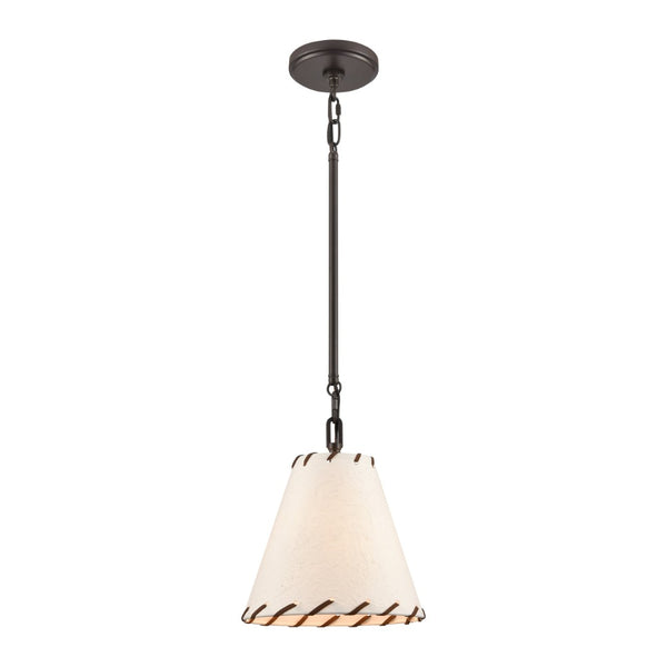 Atlas Marion 9" Wide 1-Light Pendant - Rustic Oil Rubbed Bronze Fixture with Textured Paper Shade CL11796-BZ