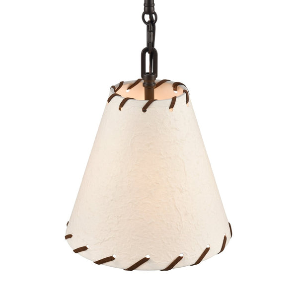 Atlas Marion 9" Wide 1-Light Pendant - Rustic Oil Rubbed Bronze Fixture with Textured Paper Shade CL11796-BZ