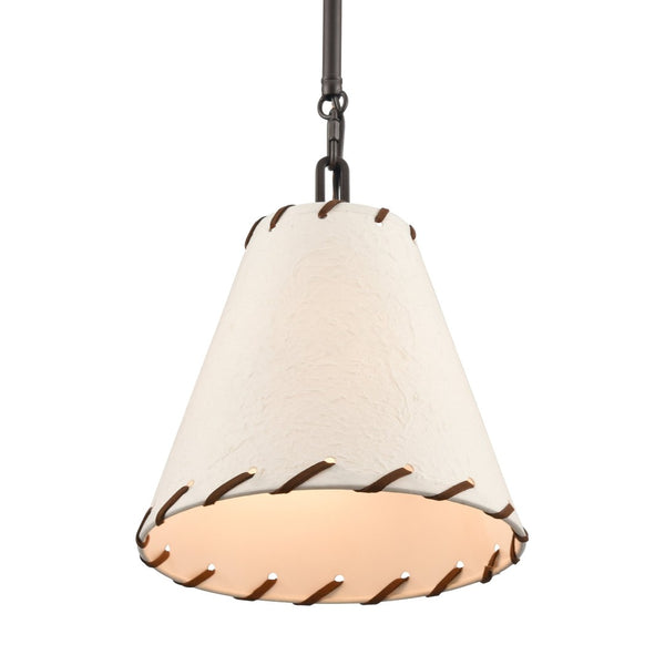 Atlas Marion 9" Wide 1-Light Pendant - Rustic Oil Rubbed Bronze Fixture with Textured Paper Shade CL11796-BZ