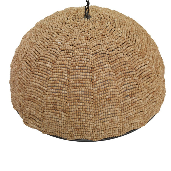 Atlas Martin Coastal-Inspired Pendant Light with Hand-Strung Mango Wood Beads for Modern Interiors Martin 30'' Wide 1-Light Pendant CL11798-NA