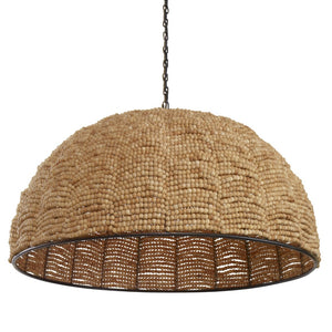 Atlas Martin Coastal-Inspired Pendant Light with Hand-Strung Mango Wood Beads for Modern Interiors Martin 30'' Wide 1-Light Pendant CL11798-NA