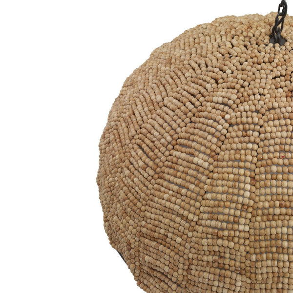 Atlas Martin Coastal-Inspired Pendant Light with Hand-Strung Mango Wood Beads for Modern Interiors Martin 30'' Wide 1-Light Pendant CL11798-NA