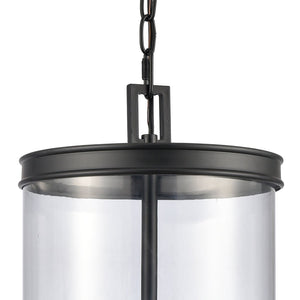 Atlas Mendoza 3-Light Pendant Fixture - Elegant Lantern Design with Clear Glass and Metal Accents for Home Matte Black CL11800-BK