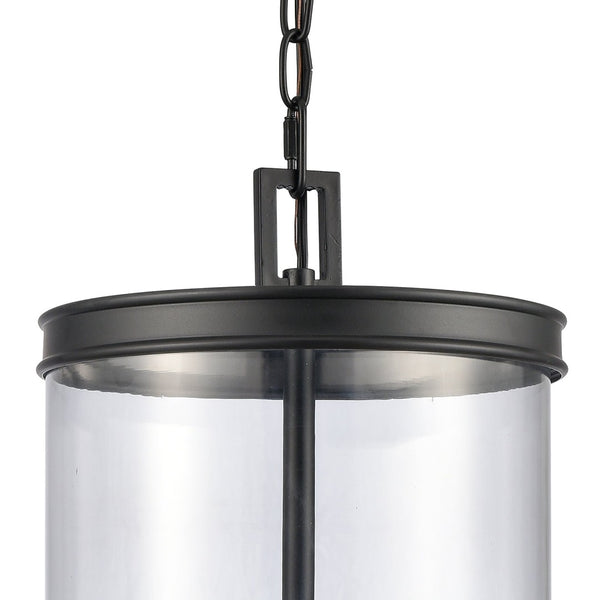 Atlas Mendoza 3-Light Pendant Fixture - Elegant Lantern Design with Clear Glass and Metal Accents for Home Matte Black CL11800-BK