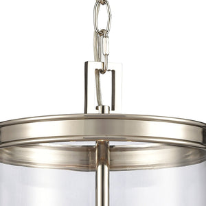Atlas Mendoza 3-Light Pendant Fixture - Elegant Lantern Design with Clear Glass and Metal Accents for Home Polished Nickel 10.25'' CL11800-NK