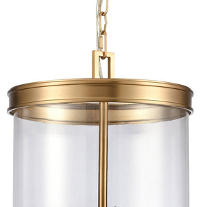 Atlas Mendoza 3-Light Pendant Fixture - Elegant Lantern Design with Clear Glass and Metal Accents for Home Brushed Gold CL11801-GD