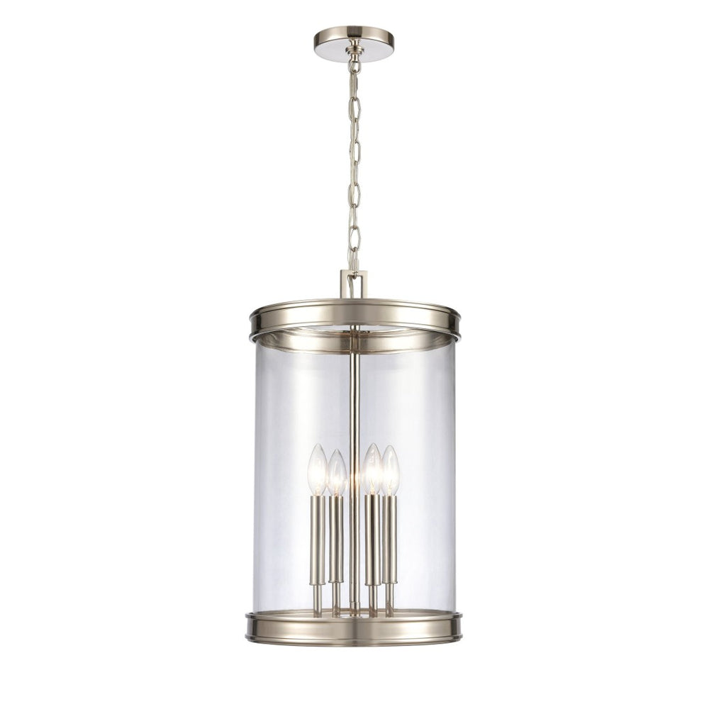 Atlas Mendoza 3-Light Pendant Fixture - Elegant Lantern Design with Clear Glass and Metal Accents for Home Polished Nickel 12.75'' CL11801-NK