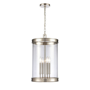 Atlas Mendoza 3-Light Pendant Fixture - Elegant Lantern Design with Clear Glass and Metal Accents for Home Polished Nickel 12.75'' CL11801-NK