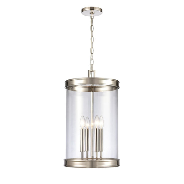 Atlas Mendoza 3-Light Pendant Fixture - Elegant Lantern Design with Clear Glass and Metal Accents for Home Polished Nickel 12.75'' CL11801-NK