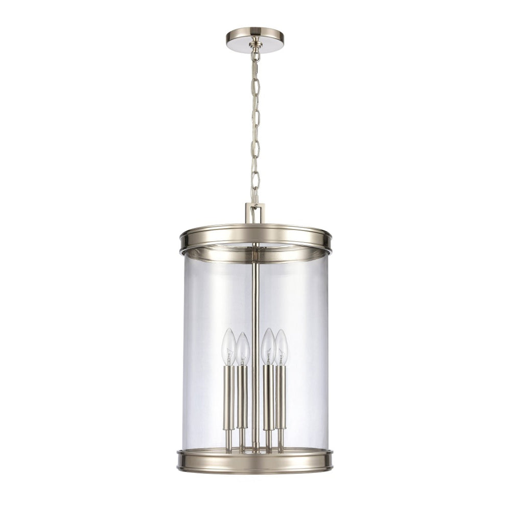 Atlas Mendoza 3-Light Pendant Fixture - Elegant Lantern Design with Clear Glass and Metal Accents for Home Polished Nickel 12.75'' CL11801-NK