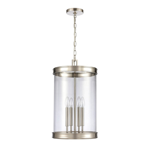 Atlas Mendoza 3-Light Pendant Fixture - Elegant Lantern Design with Clear Glass and Metal Accents for Home Polished Nickel 12.75'' CL11801-NK
