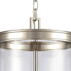 Atlas Mendoza 3-Light Pendant Fixture - Elegant Lantern Design with Clear Glass and Metal Accents for Home Polished Nickel 12.75'' CL11801-NK