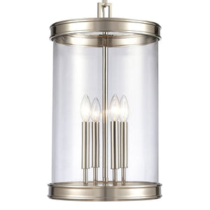 Atlas Mendoza 3-Light Pendant Fixture - Elegant Lantern Design with Clear Glass and Metal Accents for Home Polished Nickel 12.75'' CL11801-NK