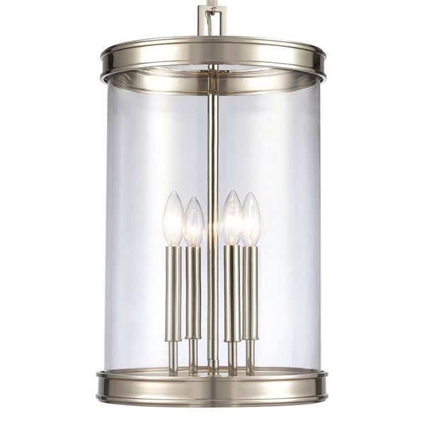 Atlas Mendoza 3-Light Pendant Fixture - Elegant Lantern Design with Clear Glass and Metal Accents for Home Polished Nickel 12.75'' CL11801-NK