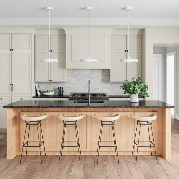 Atlas Nancy LED Pendant Light - Elegant Low-Profile Design with Soft Glass Diffuser for Modern Spaces Matte White 13.75'' CL11804-WH