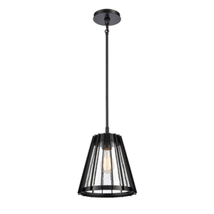 Atlas Open Louvers 1-Light Pendant Light - Contemporary Industrial Design for Modern Spaces & Ambiance Matte Black CL11806-BK