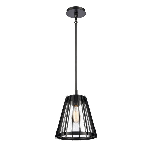 Atlas Open Louvers 1-Light Pendant Light - Contemporary Industrial Design for Modern Spaces & Ambiance Matte Black CL11806-BK