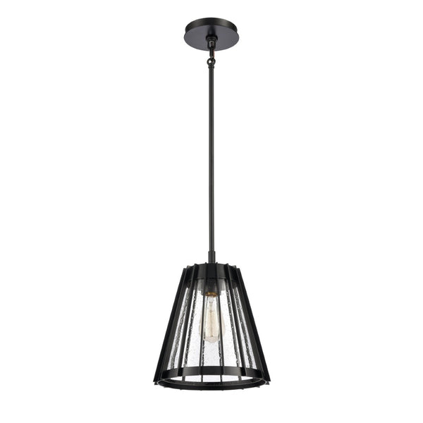 Atlas Open Louvers 1-Light Pendant Light - Contemporary Industrial Design for Modern Spaces & Ambiance Matte Black CL11806-BK