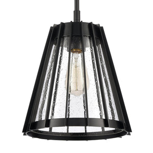 Atlas Open Louvers 1-Light Pendant Light - Contemporary Industrial Design for Modern Spaces & Ambiance Matte Black CL11806-BK