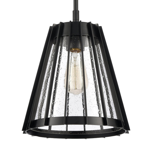 Atlas Open Louvers 1-Light Pendant Light - Contemporary Industrial Design for Modern Spaces & Ambiance Matte Black CL11806-BK
