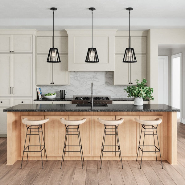 Atlas Open Louvers 1-Light Pendant Light - Contemporary Industrial Design for Modern Spaces & Ambiance Matte Black CL11806-BK