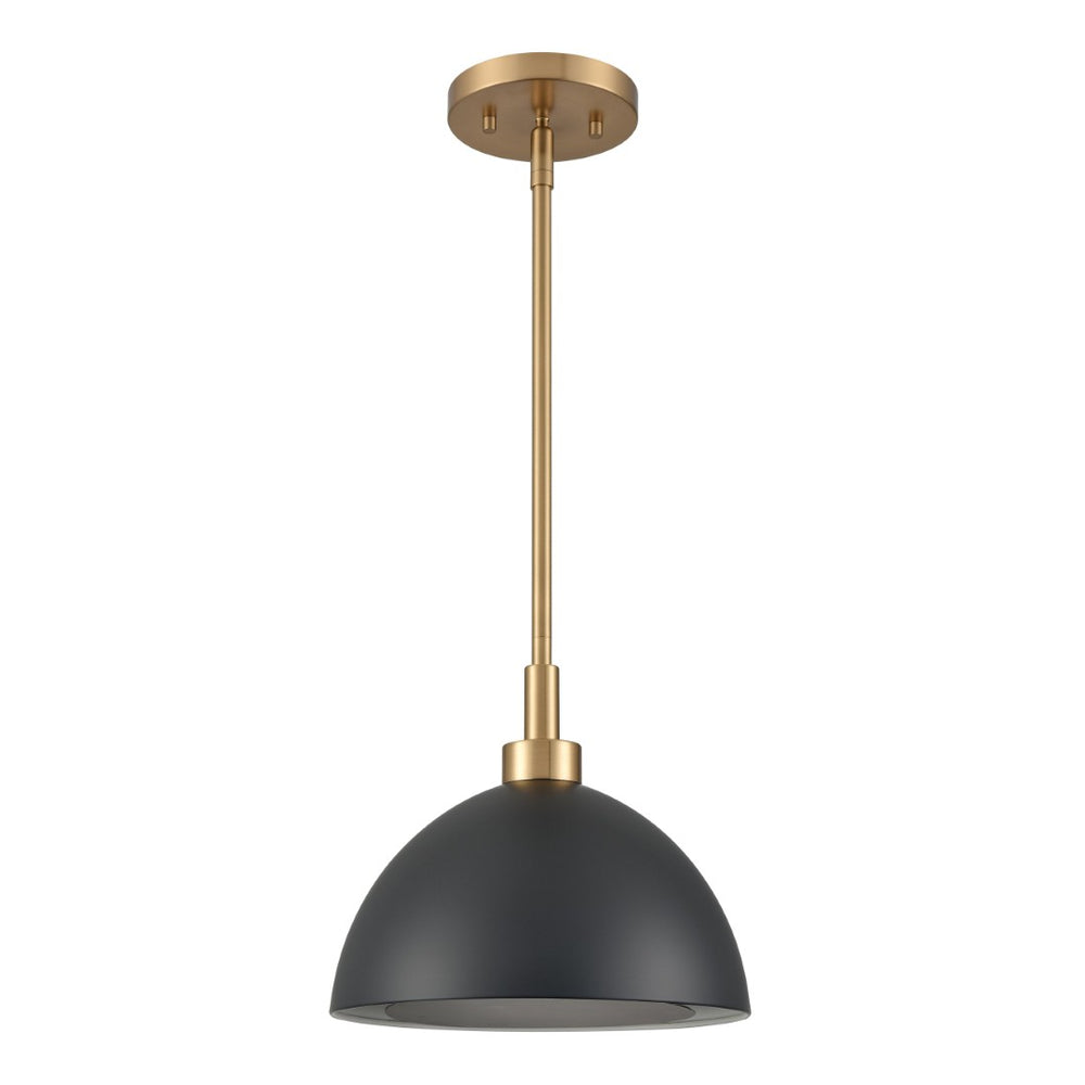 Atlas Pelham 10'' Wide 2-Light Pendant - Industrial Chic Design for Modern Spaces, Perfect Lighting Solution Satin Brass with Matte Black CL11810-BK