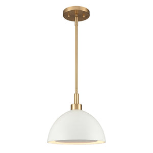 Atlas Pelham 10'' Wide 2-Light Pendant - Industrial Chic Design for Modern Spaces, Perfect Lighting Solution Satin Brass with Matte White CL11810-WH1