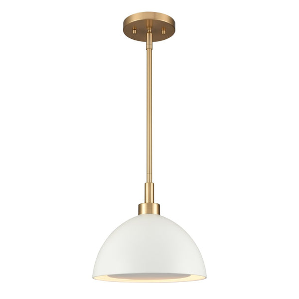 Atlas Pelham 10'' Wide 2-Light Pendant - Industrial Chic Design for Modern Spaces, Perfect Lighting Solution Satin Brass with Matte White CL11810-WH1