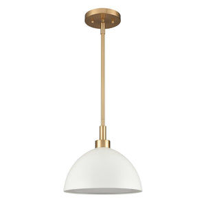 Atlas Pelham 10'' Wide 2-Light Pendant - Industrial Chic Design for Modern Spaces, Perfect Lighting Solution Satin Brass with Matte White CL11810-WH1