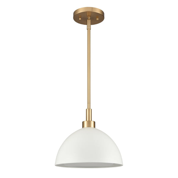 Atlas Pelham 10'' Wide 2-Light Pendant - Industrial Chic Design for Modern Spaces, Perfect Lighting Solution Satin Brass with Matte White CL11810-WH1