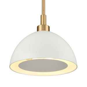 Atlas Pelham 10'' Wide 2-Light Pendant - Industrial Chic Design for Modern Spaces, Perfect Lighting Solution Satin Brass with Matte White CL11810-WH1