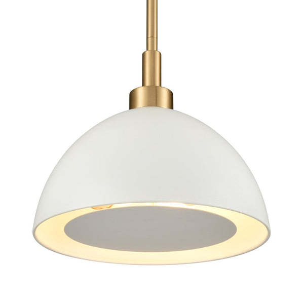 Atlas Pelham 10'' Wide 2-Light Pendant - Industrial Chic Design for Modern Spaces, Perfect Lighting Solution Satin Brass with Matte White CL11810-WH1