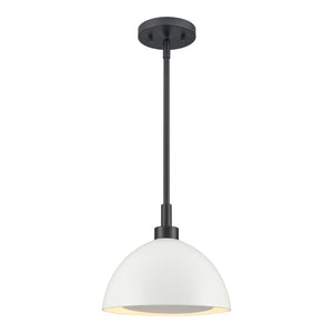 Atlas Pelham 10'' Wide 2-Light Pendant - Industrial Chic Design for Modern Spaces, Perfect Lighting Solution Matte Black with Matte White CL11810-WH2