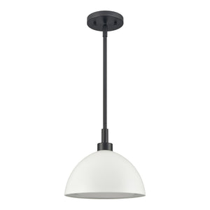 Atlas Pelham 10'' Wide 2-Light Pendant - Industrial Chic Design for Modern Spaces, Perfect Lighting Solution Matte Black with Matte White CL11810-WH2