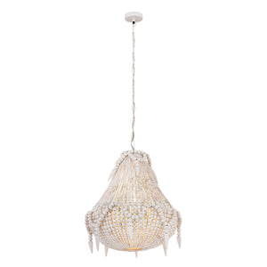 Atlas Phoebe Grove 18'' Coastal Pendant Light - Elegant Wooden Bead Chandelier for Modern Spaces CL11812-WH