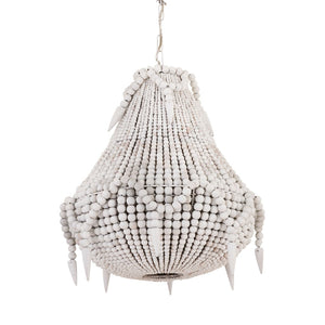 Atlas Phoebe Grove 18'' Coastal Pendant Light - Elegant Wooden Bead Chandelier for Modern Spaces CL11812-WH