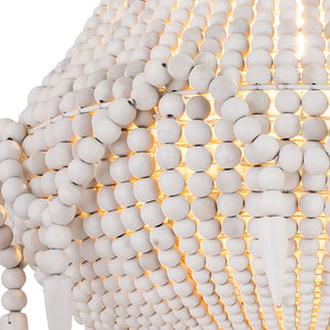 Atlas Phoebe Grove 18'' Coastal Pendant Light - Elegant Wooden Bead Chandelier for Modern Spaces CL11812-WH
