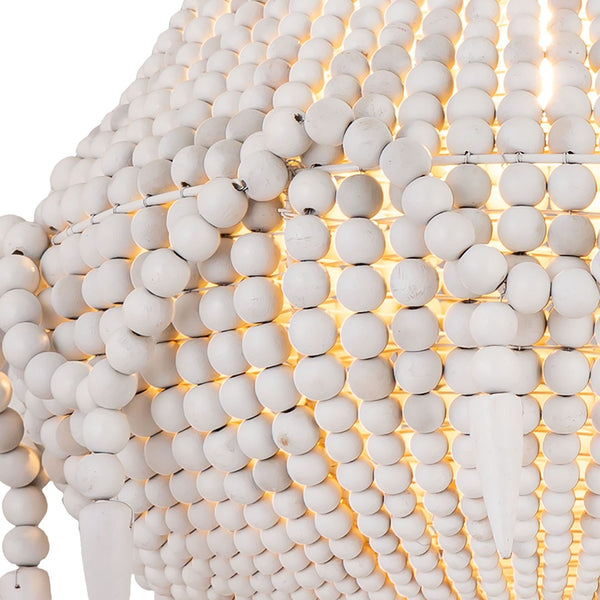 Atlas Phoebe Grove 18'' Coastal Pendant Light - Elegant Wooden Bead Chandelier for Modern Spaces CL11812-WH