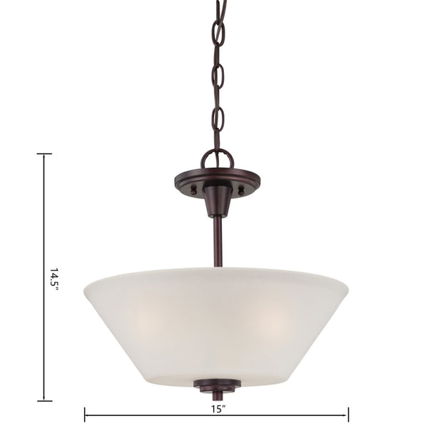 Atlas Pittman Modern 2-Light Pendant - Elegant Frosted Glass Shades for Dining and Entryway Lighting Sienna Bronze CL11813-BZ