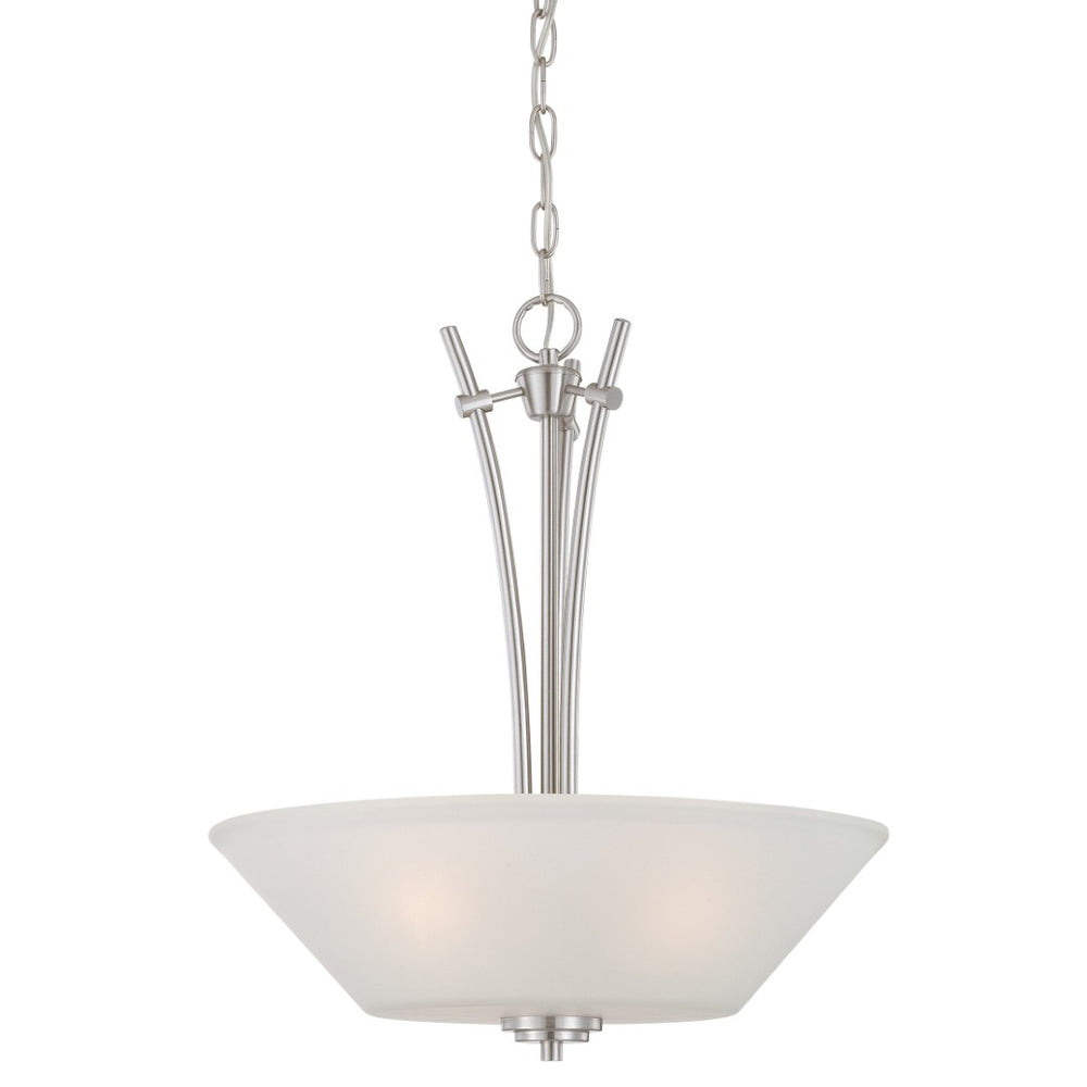 Atlas Pittman Modern 2-Light Pendant - Elegant Frosted Glass Shades for Dining and Entryway Lighting Brushed Nickel 18'' CL11814-NK