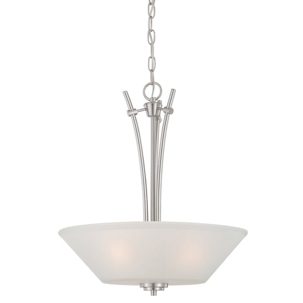 Atlas Pittman Modern 2-Light Pendant - Elegant Frosted Glass Shades for Dining and Entryway Lighting Brushed Nickel 18'' CL11814-NK