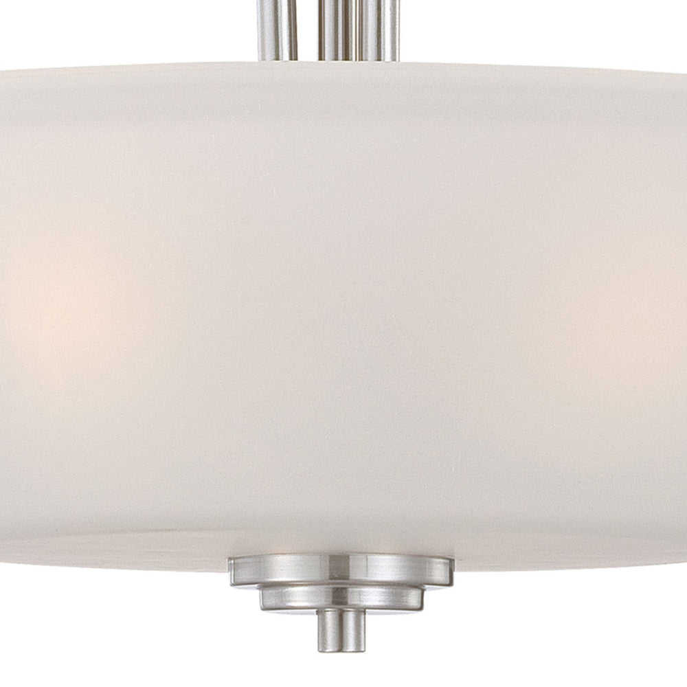 Atlas Pittman Modern 2-Light Pendant - Elegant Frosted Glass Shades for Dining and Entryway Lighting Brushed Nickel 18'' CL11814-NK