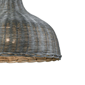 Atlas Pleasant Fields 14" Woven Wicker Pendant Light - Weathered Gray for Modern Rustic Charm & Warmth CL11815-GY