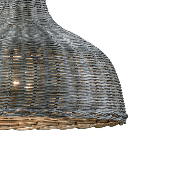 Atlas Pleasant Fields 14" Woven Wicker Pendant Light - Weathered Gray for Modern Rustic Charm & Warmth CL11815-GY
