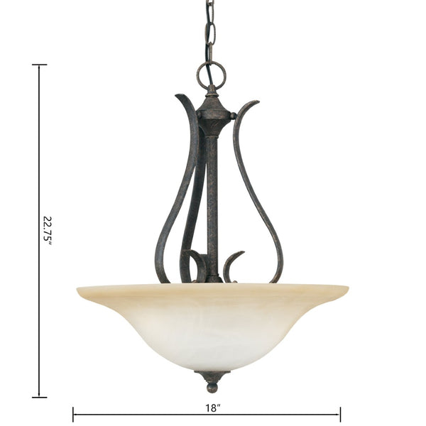 Atlas Prestige 18" Wide 3-Light Pendant - Elegant Sable Bronze with Alabaster Shades for Warm Ambience CL11816-BZ