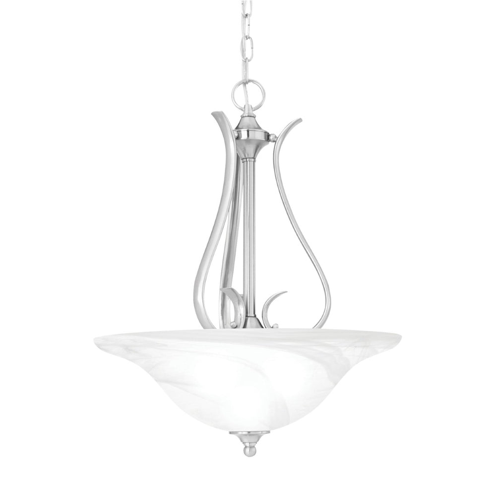 Atlas Prestige 18'' Wide 3-Light Pendant - Elegant Brushed Nickel Fixture with Alabaster Shades for Dining CL11816-NK