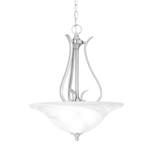 Atlas Prestige 18'' Wide 3-Light Pendant - Elegant Brushed Nickel Fixture with Alabaster Shades for Dining CL11816-NK