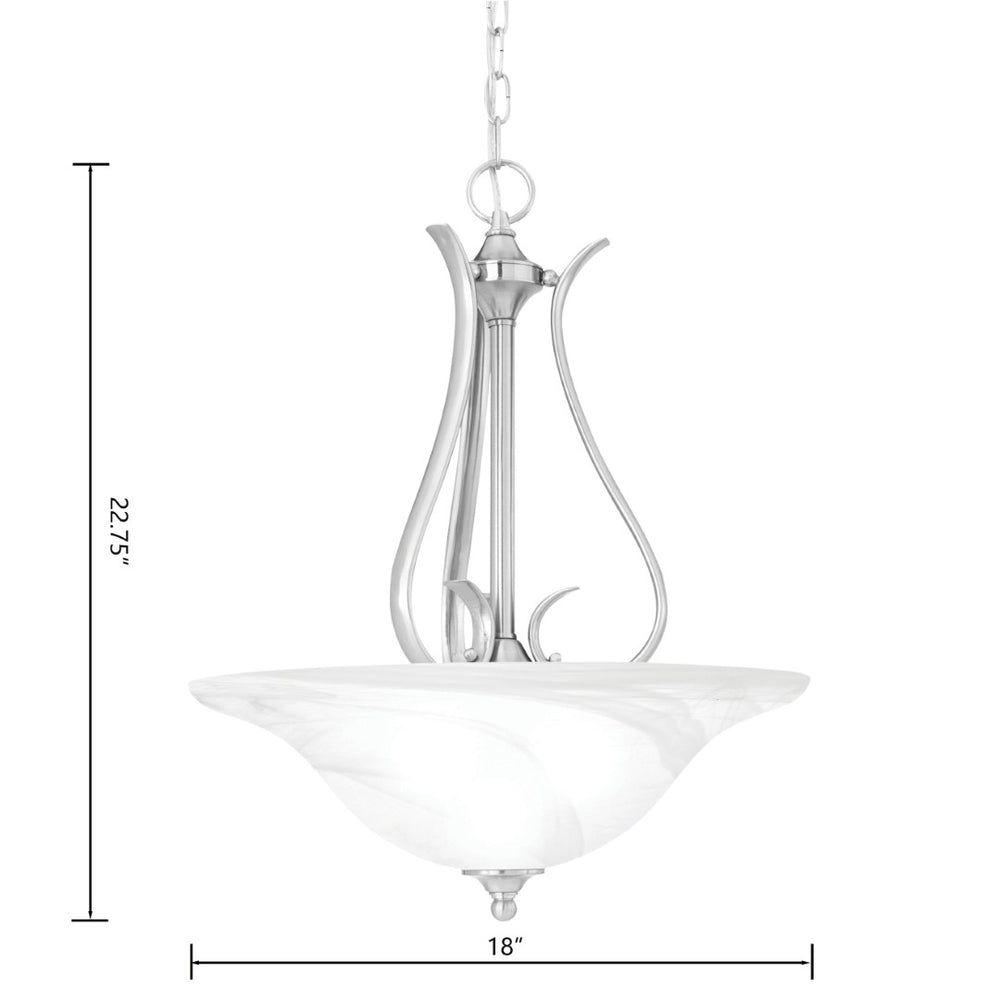 Atlas Prestige 18'' Wide 3-Light Pendant - Elegant Brushed Nickel Fixture with Alabaster Shades for Dining CL11816-NK