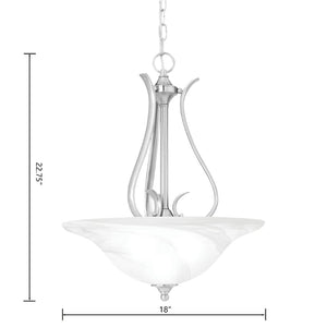 Atlas Prestige 18'' Wide 3-Light Pendant - Elegant Brushed Nickel Fixture with Alabaster Shades for Dining CL11816-NK