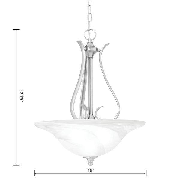 Atlas Prestige 18'' Wide 3-Light Pendant - Elegant Brushed Nickel Fixture with Alabaster Shades for Dining CL11816-NK